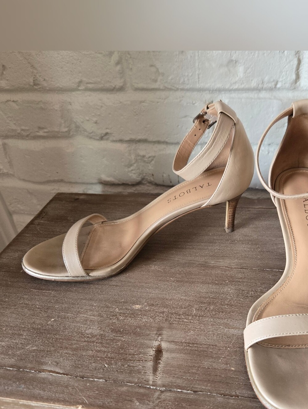 Nude Ankle Strap Kitten Heels By Talbots, 7.5, Party, Wedding - Picture 4 of 7